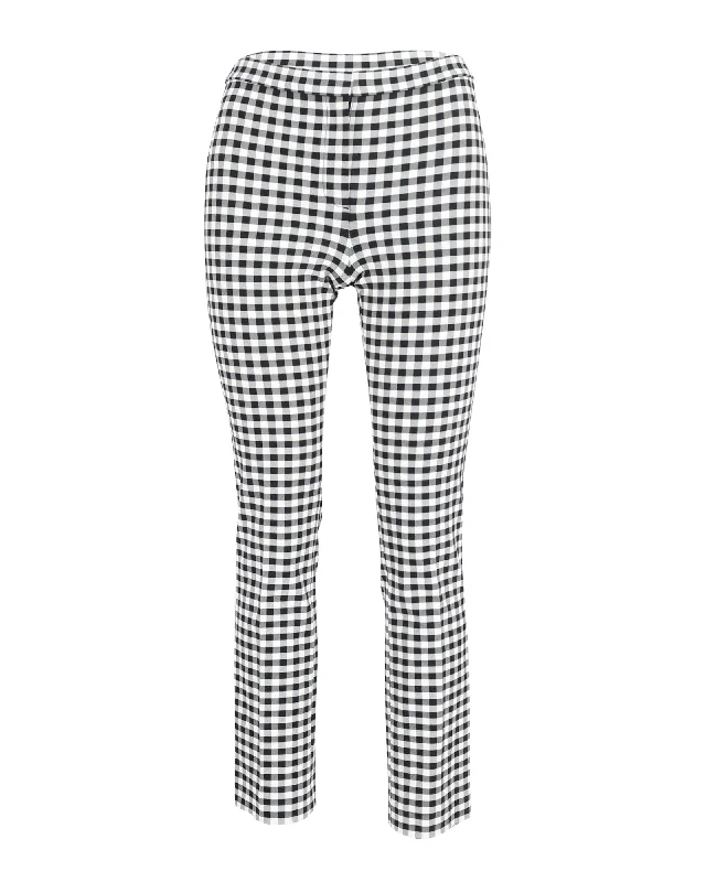 Act Fast Theory Checked Trousers in Black & White Viscose