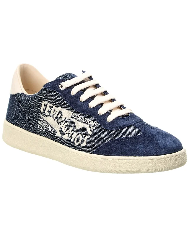 Inventory Reduction Ferragamo Achille Denim & Suede Sneaker