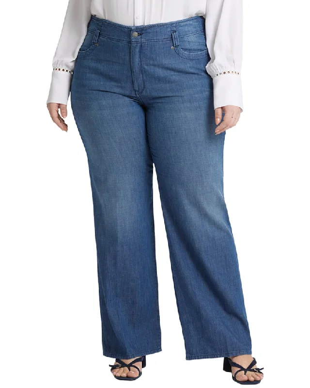 Great Bargain NYDJ Plus Teresa Mission Blue Wide Leg Jean