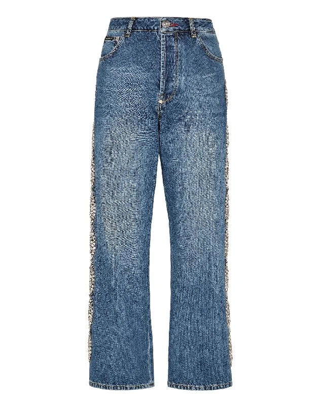 Weekend Savings Extravaganza Denim Trousers Loose Fit Crystal Cable