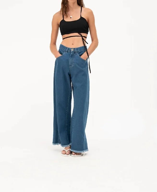 Limited Availability Asimetrico Wide Leg Jeans In Denim