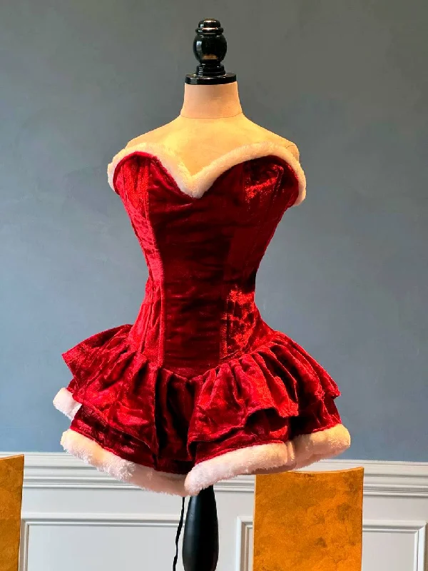 Value Deals Authentic Santa corset dress with fluffy skirt, red Christmas velvet dress. Mini Santa Dress Value Deals Authentic Santa corset dress with fluffy skirt, red Christmas velvet dress. Mini Santa Dress
