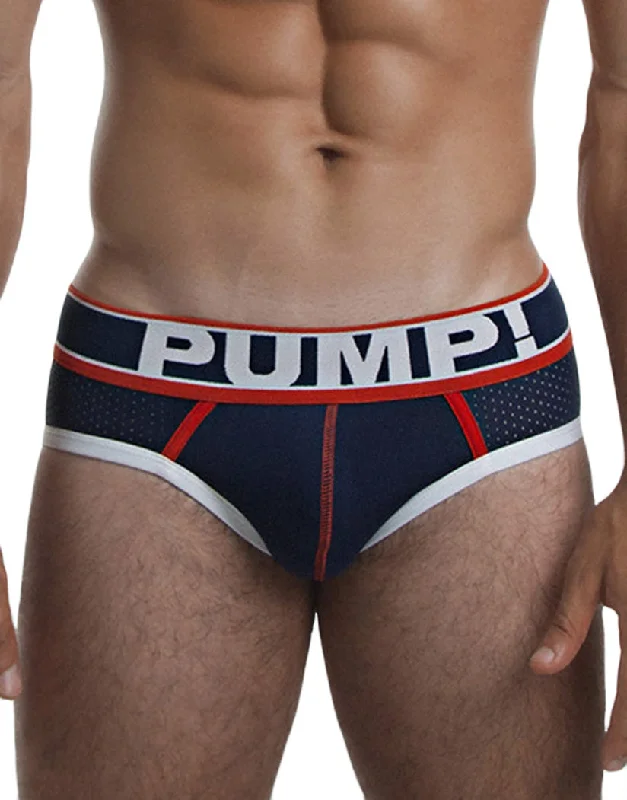 Steal Deal PUMP! Men's Big League Low Rise Cotton Mesh Brief Navy Blue 12033
