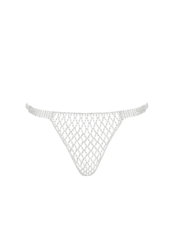 Value Deals Elsa Diamond Lattice Thong (Silver/Clear)