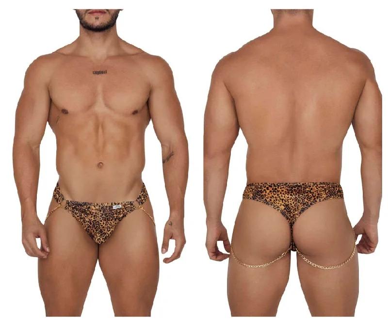 Weekend Price Cuts Galore CandyMan 99669 Chain Thongs Color Animal Print