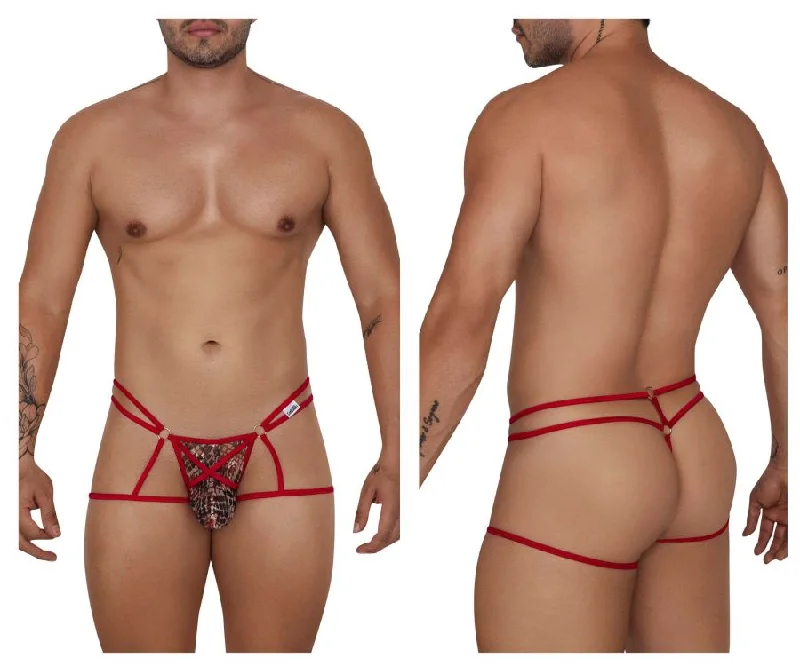 Weekend Specials to Grab CandyMan 99671 Lace Jock Thongs Color Red-Print