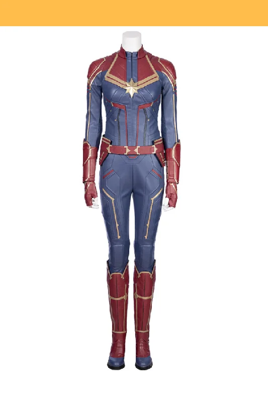 Weekend Discounts to Snag Captain Marvel Sapphire Blue PU Leather Cosplay Costume