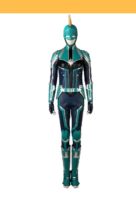 Weekend Savings Fiesta Captain Marvel Star Force Turquoise PU Leather Cosplay Costume