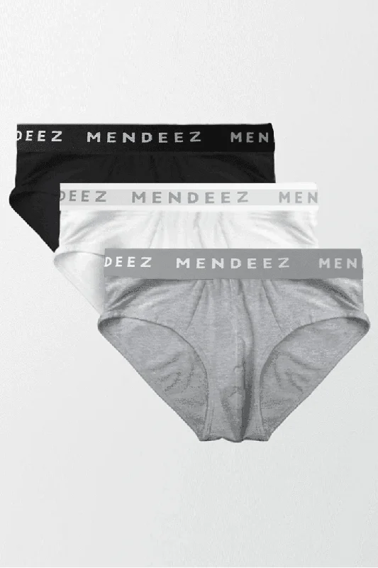 Discount Extravaganza Jacquard Brief - Pack of 3 (Black, White, Heather Grey)