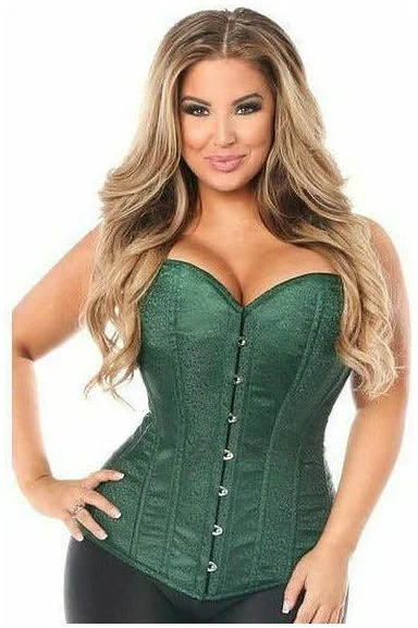 Overstock Sale Lavish Dark Green Brocade Corset