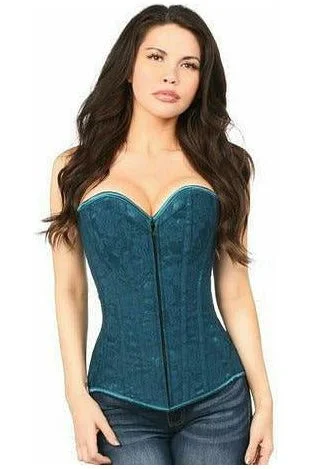 Price Cut Lavish Dark Teal Lace Overbust Corset w/Zipper