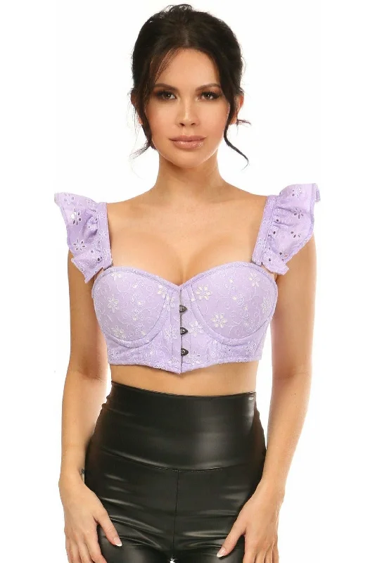 YEAR-End Clearance Lavish Lavender Eyelet Underwire Bustier Top w/Removable Ruffle Sleeves YEAR-End Clearance Lavish Lavender Eyelet Underwire Bustier Top w/Removable Ruffle Sleeves