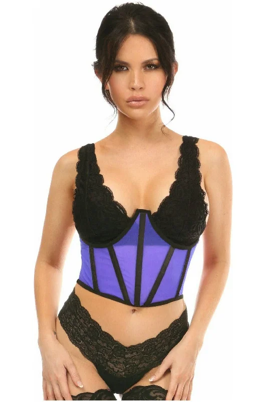 Huge Discounts Lavish Neon Blue Mesh Open Cup Waist Cincher