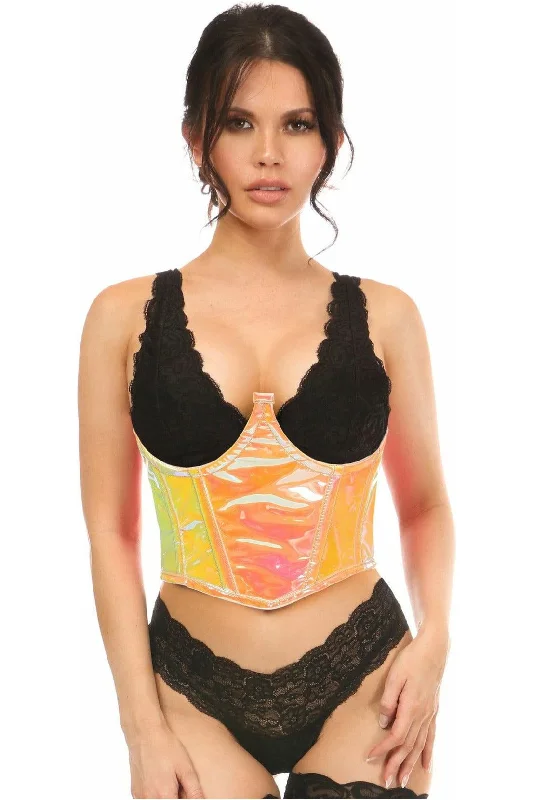 Limited Time Lavish Pink/Yellow Holo Open Cup Underwire Waist Cincher