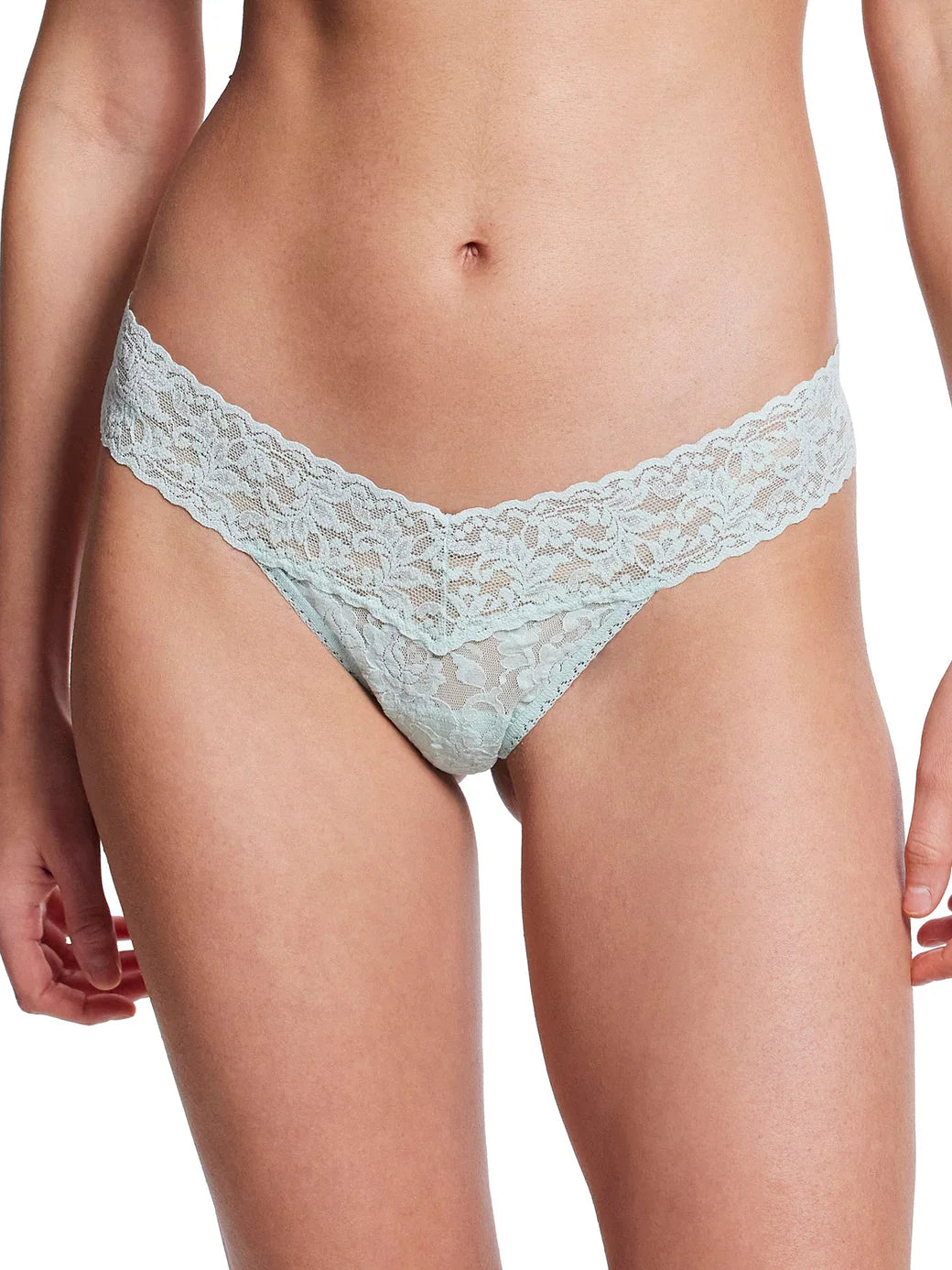 Super Deal Low Rise Signature Lace Thong In Low Tide - Hanky Panky