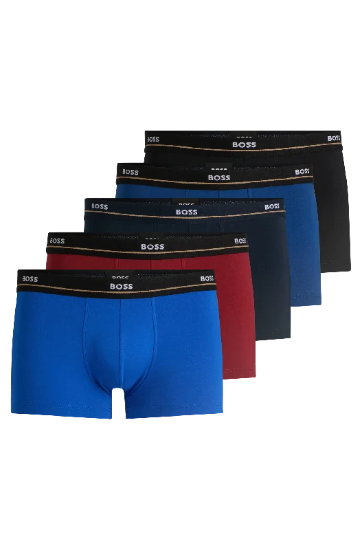 Weekend Discounts to Grab BOSS Men's Essential 5 Pack Trunks - Black/Blue/Red