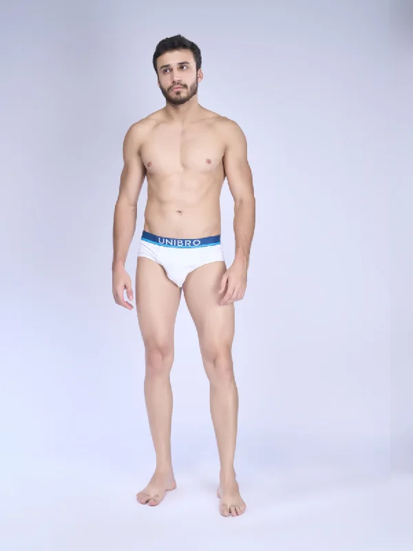 Super Bargain Men Premium Brief with Outer Elastic TENCEL™ Modal Fiber Fabric White