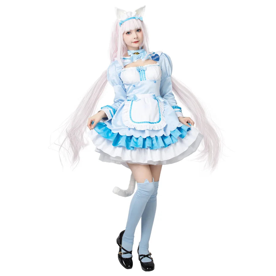 Today's Special Nekopara Vanilla Cosplay Costume Blue Maid Outfit C00659