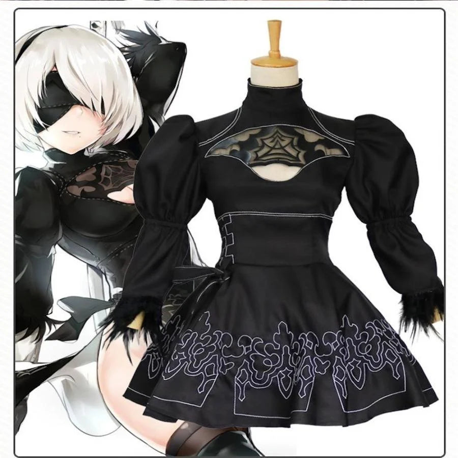 Crazy Savings Nier Automata Cosplay Costume Yorha 2B sexy Outfit Women Dress C00367