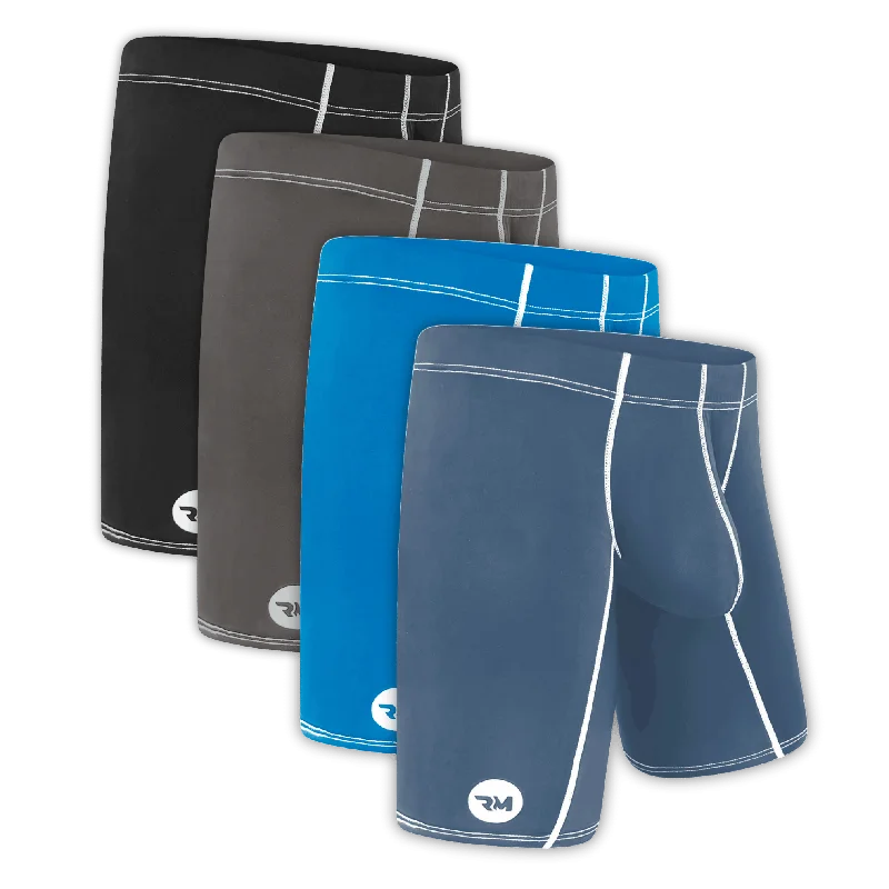 Weekend Offers That Dazzle Nylon 9in Boxer Briefs No Fly 4pk Black/Dark Blue/Gray/Light Blue Weekend Offers That Dazzle Nylon 9in Boxer Briefs No Fly 4pk Black/Dark Blue/Gray/Light Blue