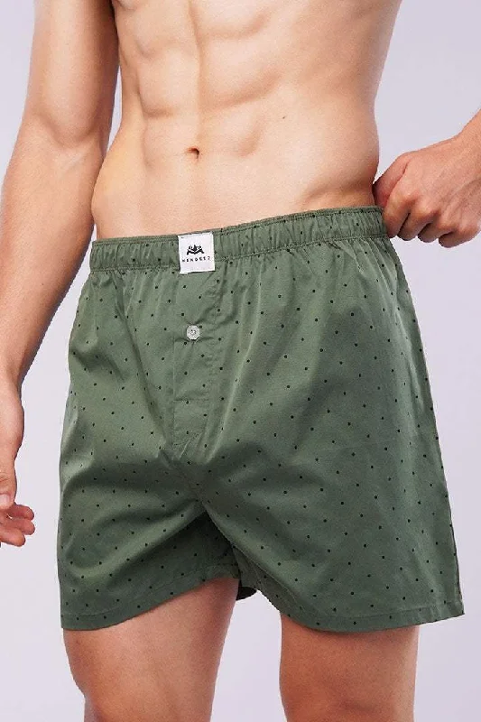 Bargain Bin Polka Dots Woven Boxer Shorts - Green