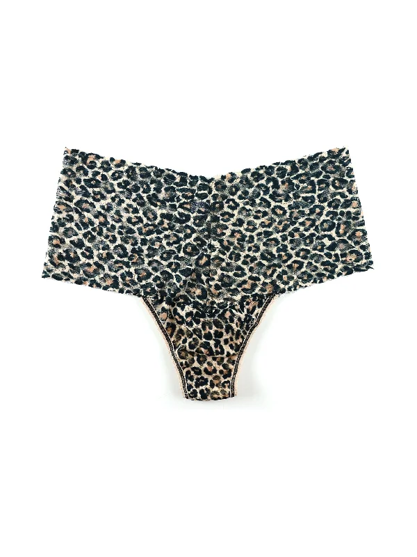 Inventory Reduction Printed Retro Lace Thong Classic Leopard