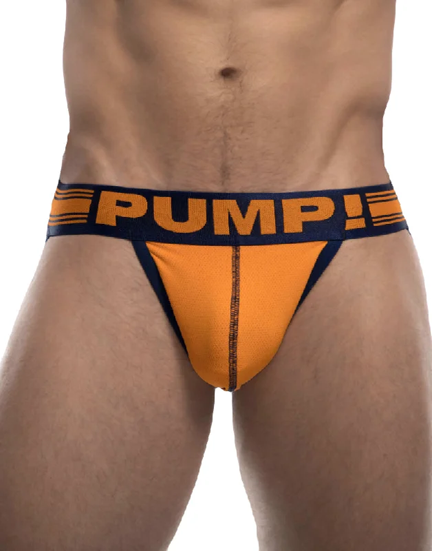 Price Break PUMP Varsity Low Rise Cotton Mesh Jockstrap Orange/Military Green 15040