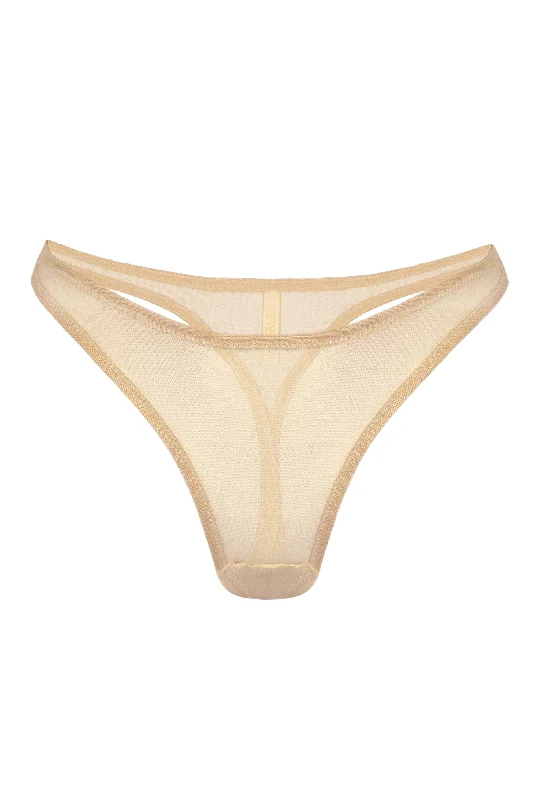 Deal Frenzy Ramonda beige gold high waister thongs