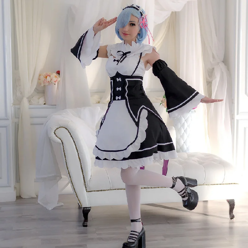 Weekend Bargains to Cherish Re Zero Ram Rem Cosplay Costume Anime Maid Costume mp004175