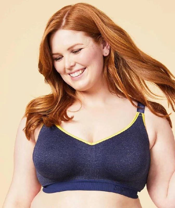 Top Pick Sugar Candy Crush Fuller Bust Seamless F-Hh Cup Wire-Free Lounge Bra - Denim
