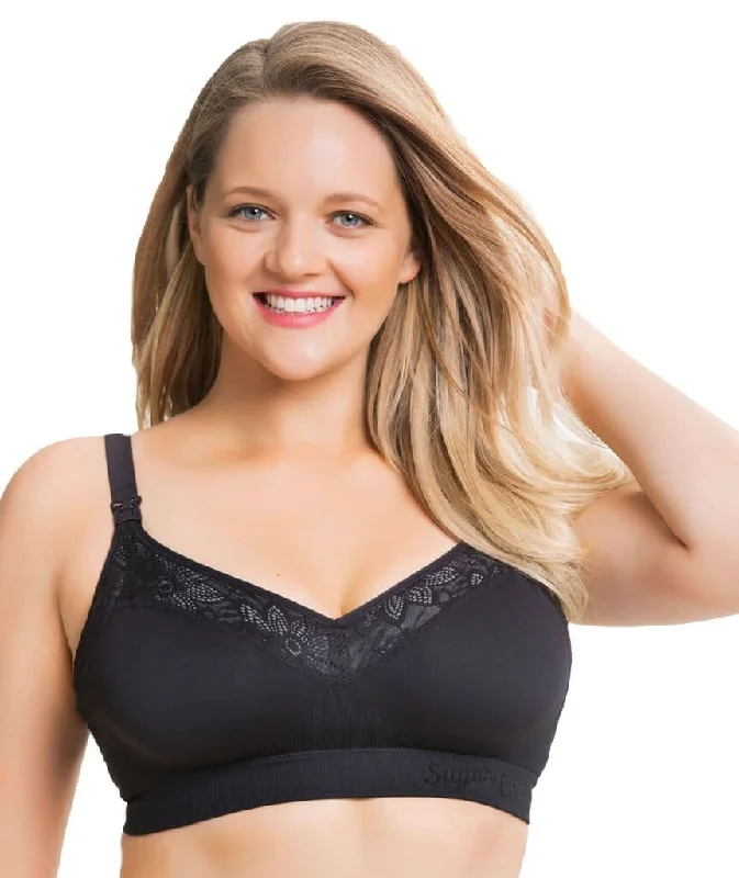 Half Price Sugar Candy Lux Fuller Bust Seamless F-HH Cup Wire-free Nursing Bra - Black