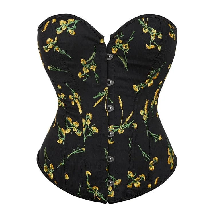 Shop and Save Women's Gothic Floral Embroidered Overbust Corset