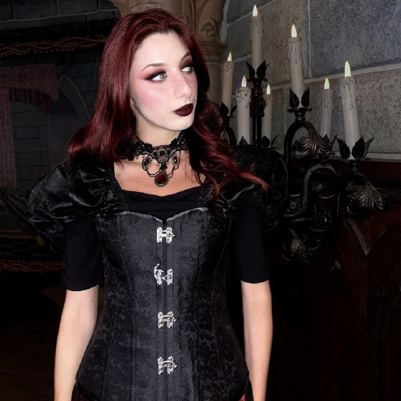 Crazy Savings Women's Gothic Puff Sleeved Lace-up Boned Overbust Corset
