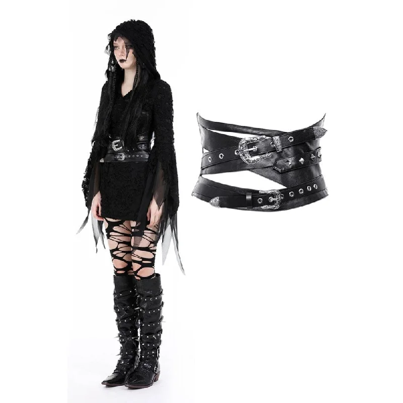 Deal of the Day Women's Gothic Studded Buckle Faux Leather Underbust Corset
