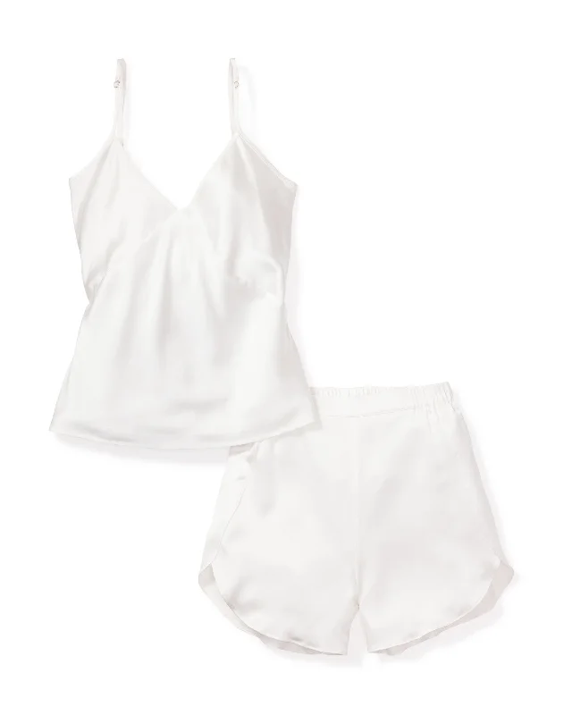 Women's Silk Cami Short Set in White