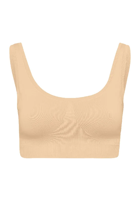 Extra Discounts Touch Feeling Crop Top Padded | Beige 71806-274