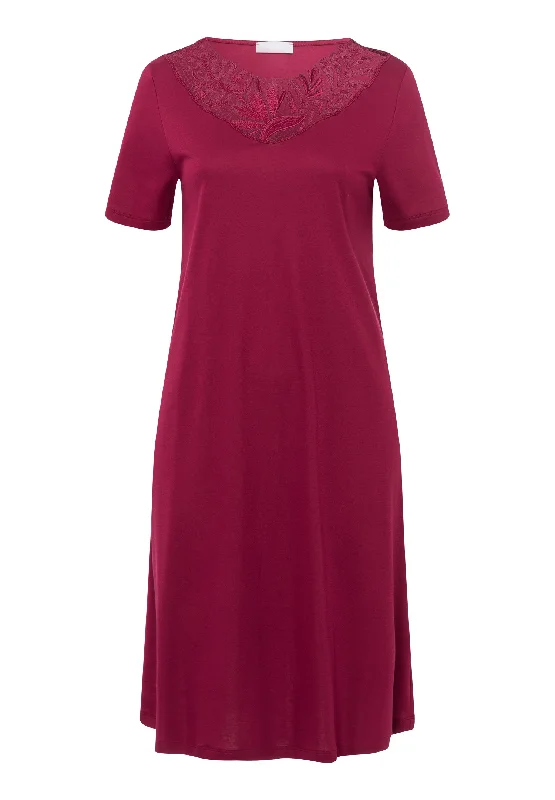 Zelda Embroidered Cotton Nightgown | Burgundy 76971-2459