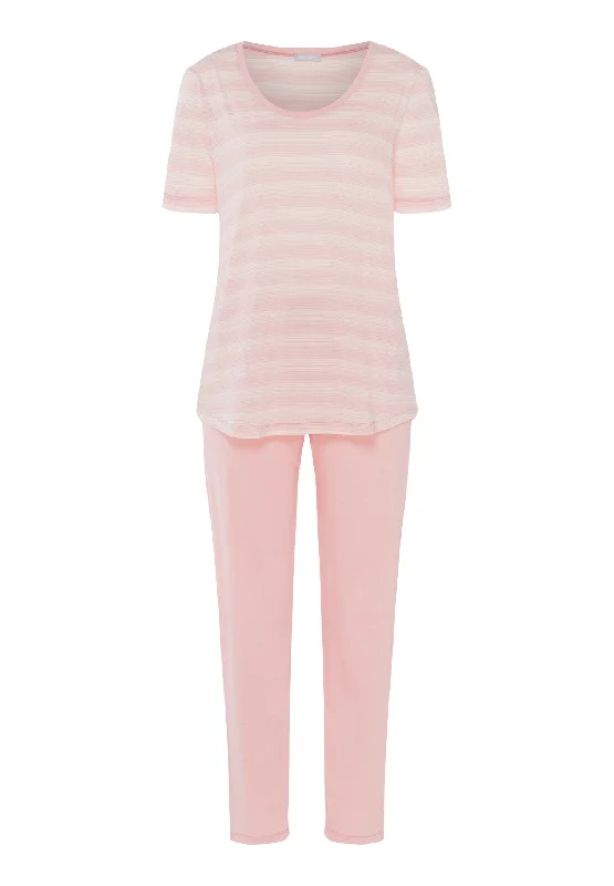 Laura Soft Cotton Modal Long Pajama Set | Coral Stripes 77145-2881