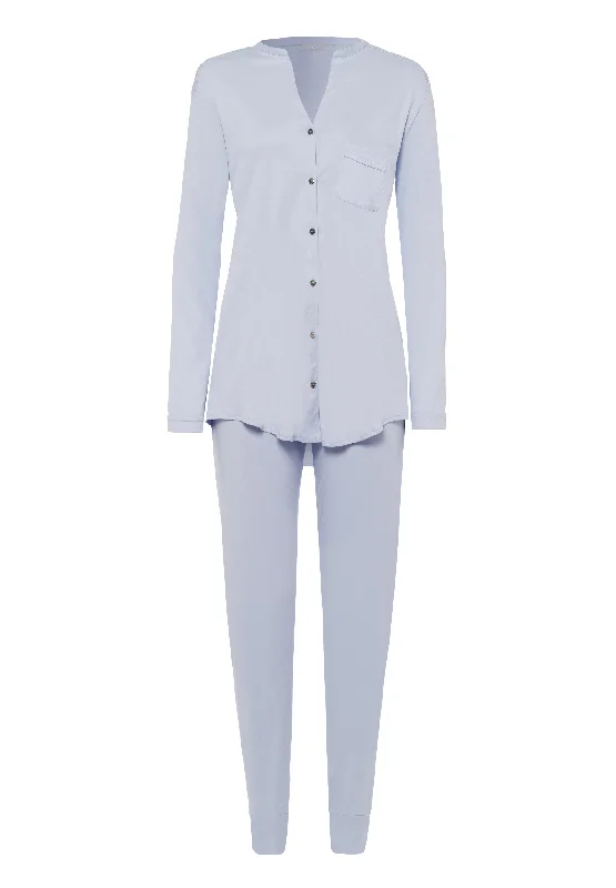 Pure Essence Button Front Soft Cotton Pajama Set | Blue Glow 77949-511