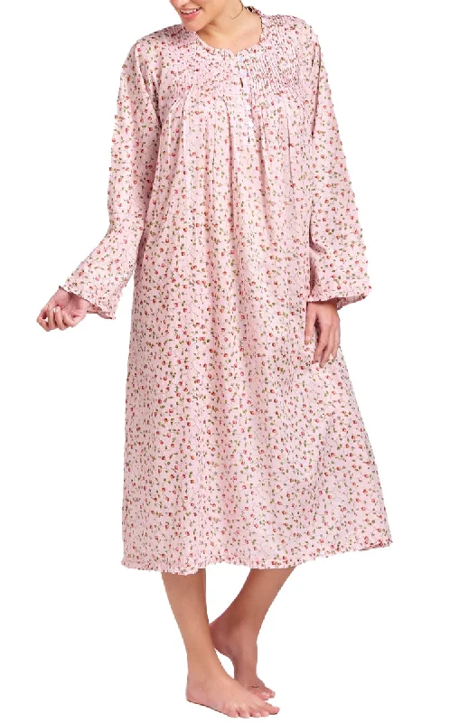 Arabella 100% Cotton Nightgown with Long Sleeve in Rosebud Print MD-757i