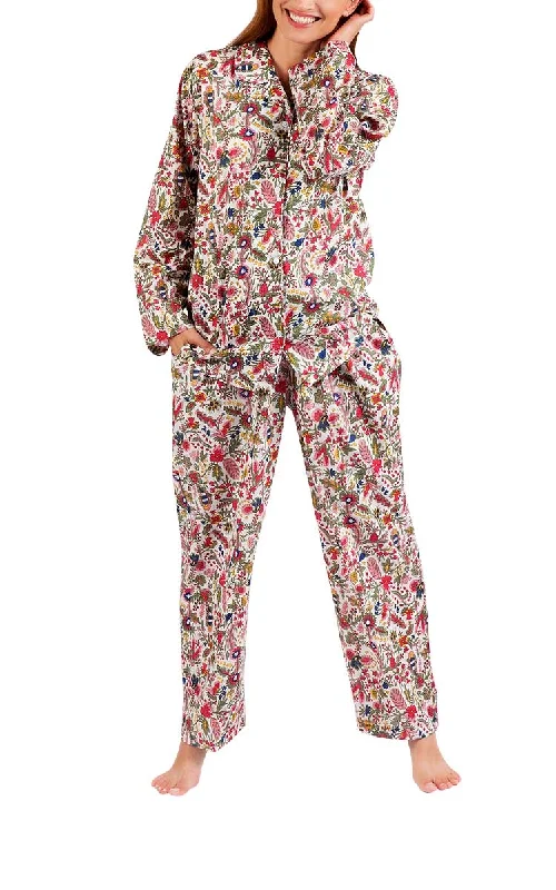 Arabella 100% Cotton Pyjama with Long Sleeve in Pink Multicolour Floral MD-751V