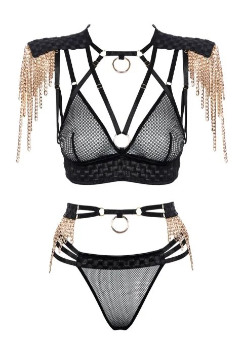 Huge Discounts Golden Power Bondage Bra, Thong and Belt