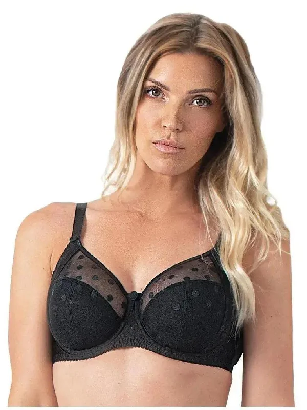 Instant Deal Black Carmen Polka Dot Bra