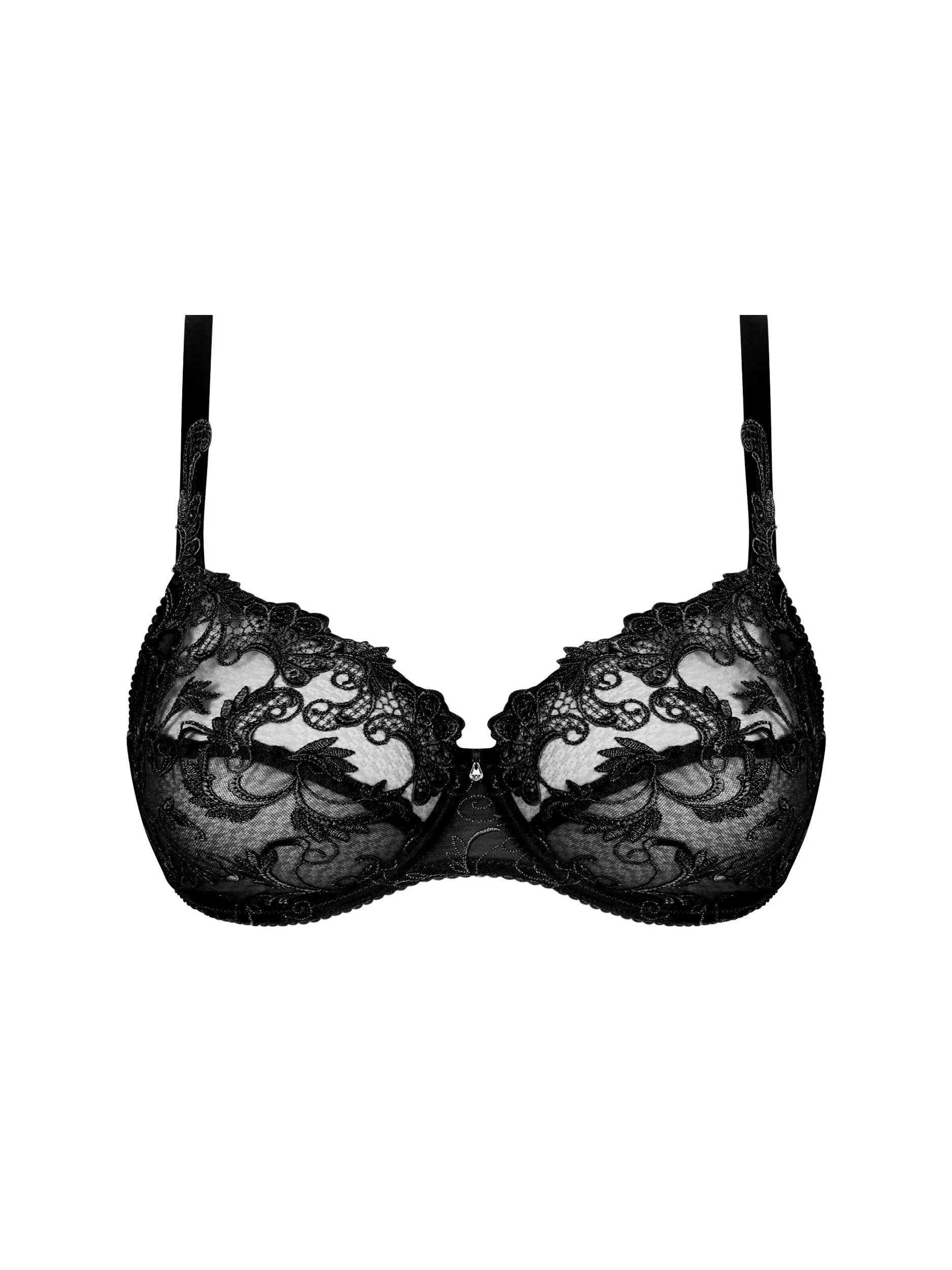 Weekend Deal Black Dressing Floral 3-Part Full Cup Bra