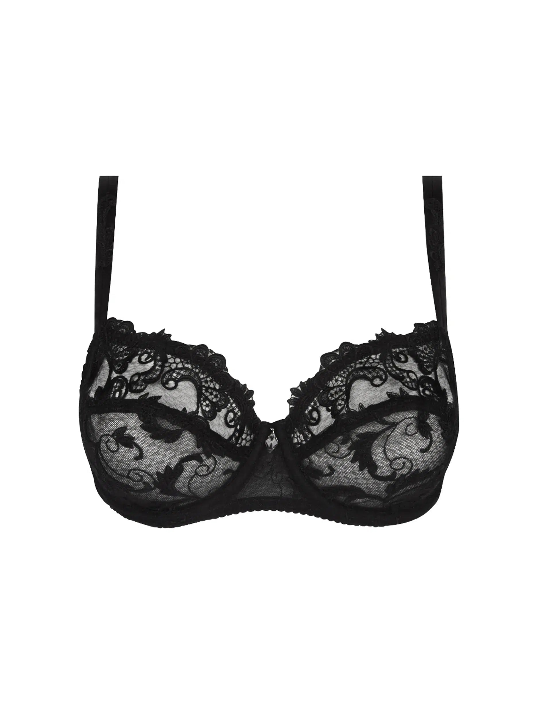Today Only Black Dressing Floral Demi Cup Bra