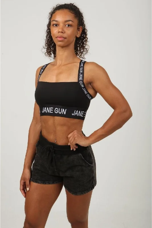 Low Prices Cross Back Sports Bra - Black