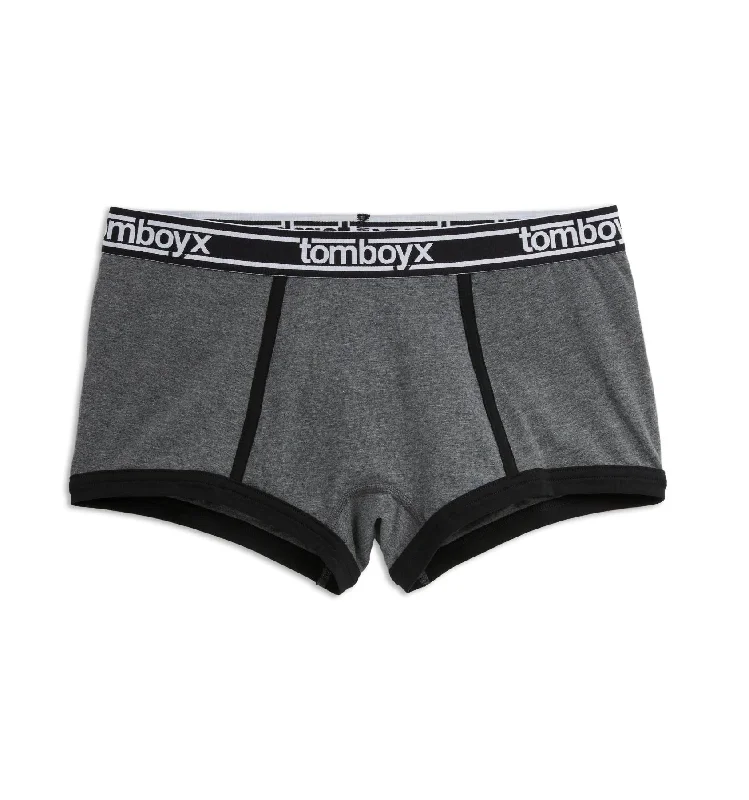 Time-Sensitive Boy Shorts - Charcoal Logo