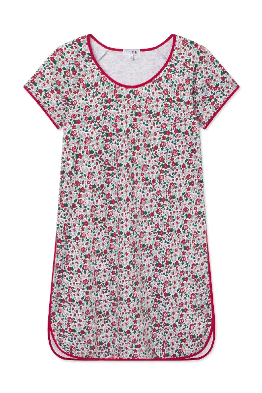 Pima Nightgown in Classic Red Elizabeth Floral