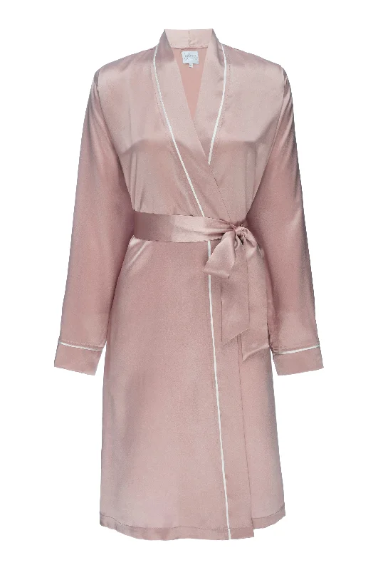 Silk Charmeuse "Boyfriend" Robe: Rose Gold