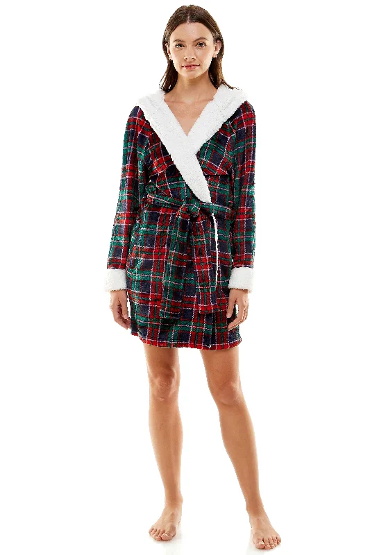 Plaid Sherpa Lined Robe